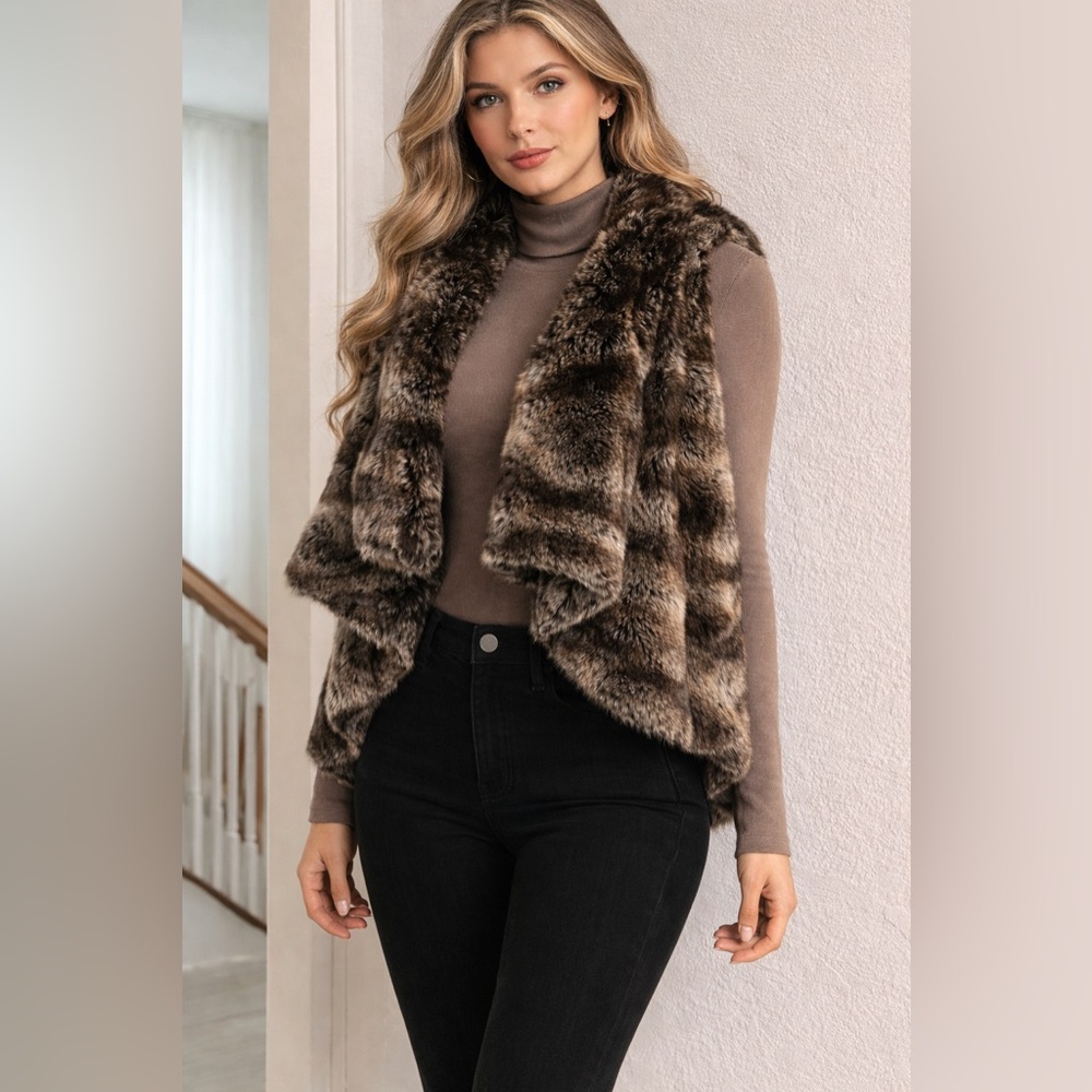 Ark & Co. Women’s Faux Chinchilla Fur Vest Size M